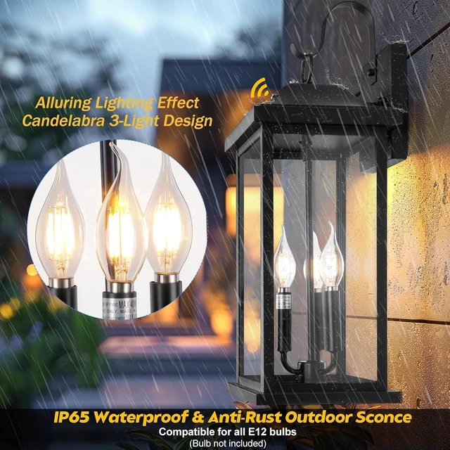 Alt view image 4 of 7 - Dusk to Dawn Outdoor Lighting 23 Inch Extra Large Porch Lamps
