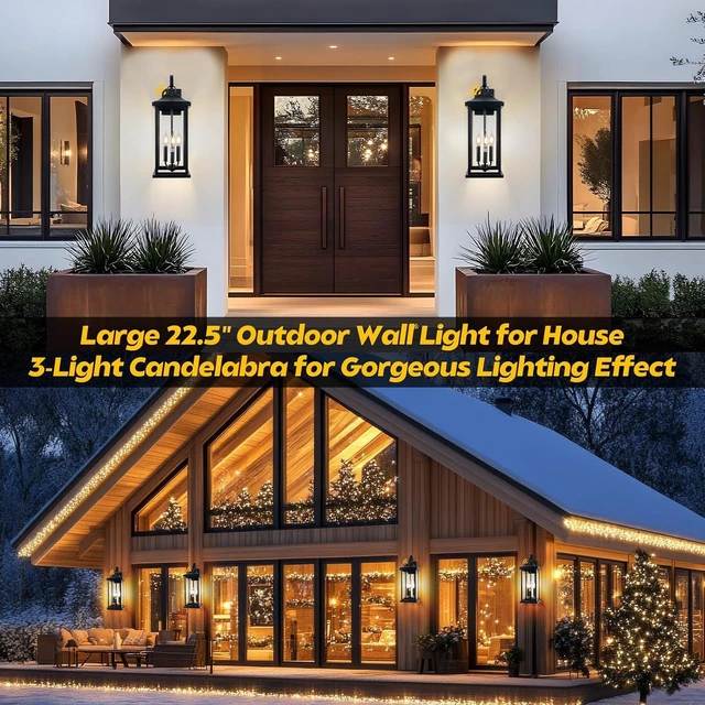 Alt view image 5 of 7 - Dusk to Dawn Outdoor Lighting 23 Inch Extra Large Porch Lamps