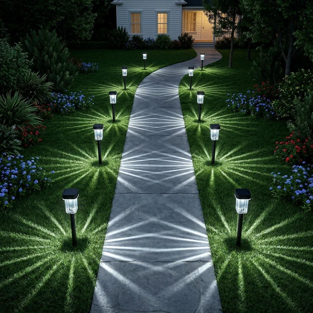 Main image of Solar Pathway Lights Outdoor, 12PK Waterproof Solar Powered Garden Lights