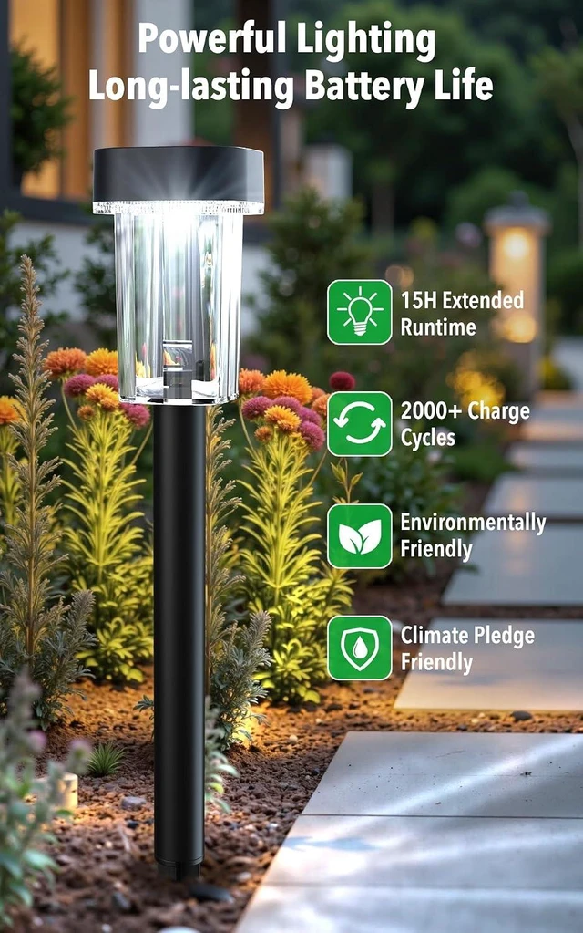 Alt view image 3 of 7 - Solar Pathway Lights Outdoor, 12PK Waterproof Solar Powered Garden Lights