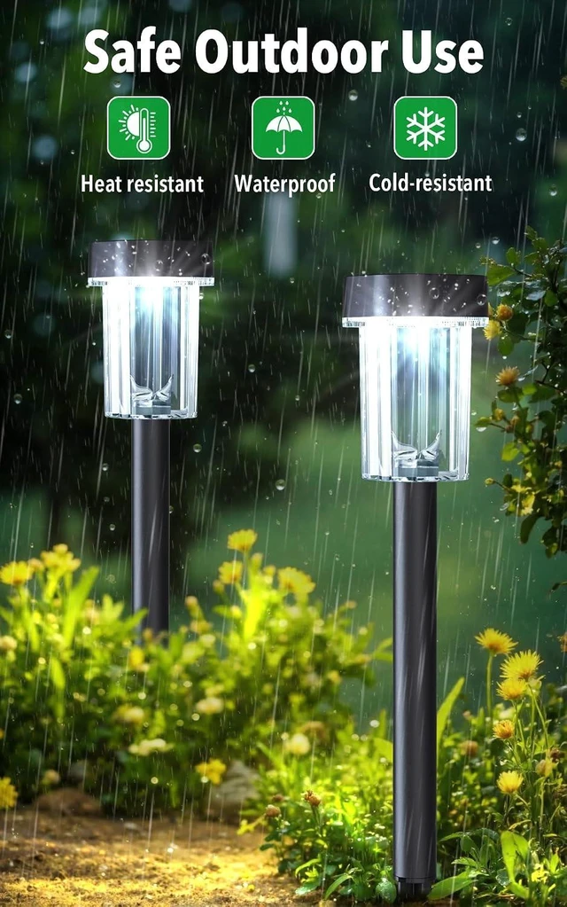 Alt view image 4 of 7 - Solar Pathway Lights Outdoor, 12PK Waterproof Solar Powered Garden Lights