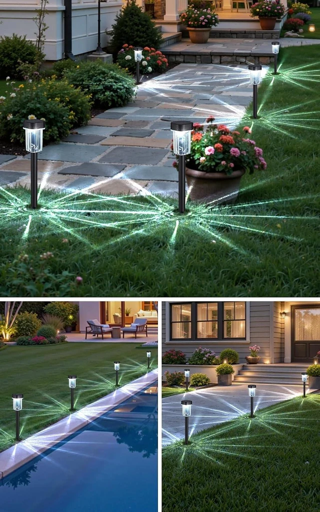Alt view image 7 of 7 - Solar Pathway Lights Outdoor, 12PK Waterproof Solar Powered Garden Lights