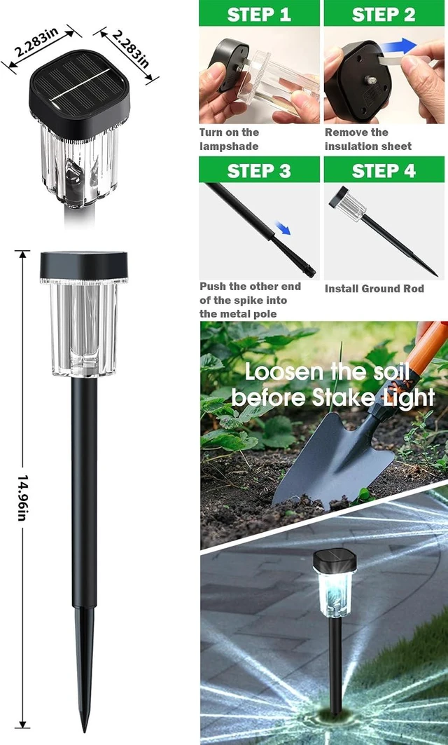 Alt view image 5 of 7 - Solar Pathway Lights Outdoor, 12PK Waterproof Solar Powered Garden Lights