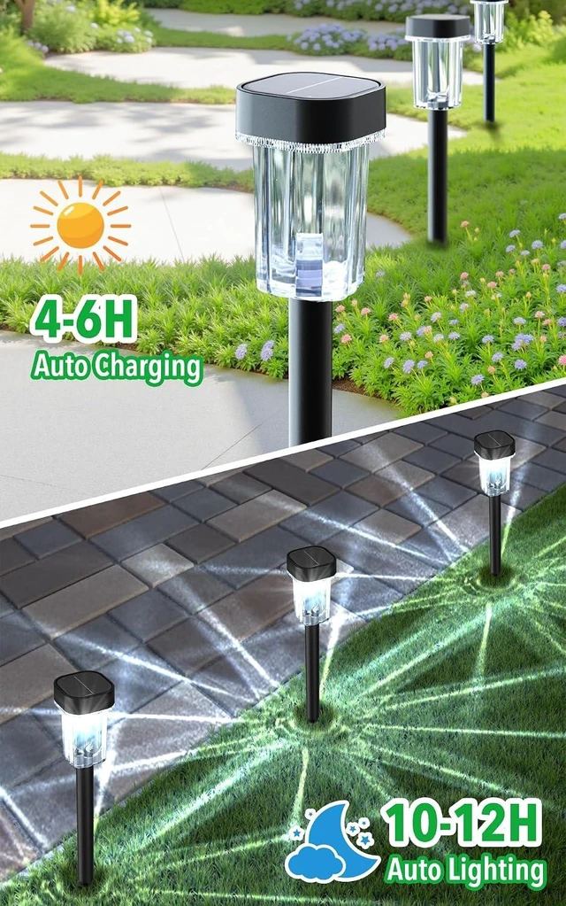 Alt view image 6 of 7 - Solar Pathway Lights Outdoor, 12PK Waterproof Solar Powered Garden Lights