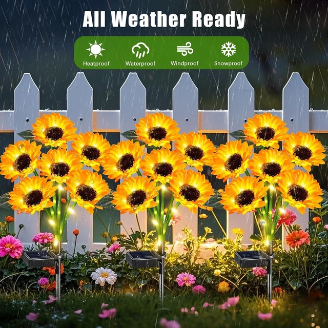 Alt view image 6 of 7 - 4 Pack Solar Sunflower Lights with 24 Solar Flowers Garden Decor