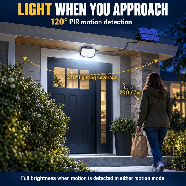 Alt view image 2 of 6 - Peasur 318 LED Solar Motion Lights Outdoor Waterproof with 16.4 FT Cable
