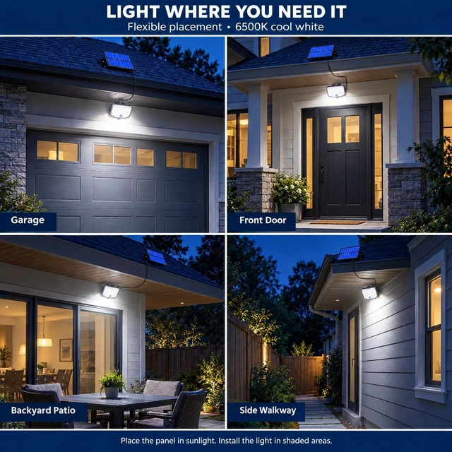 Alt view image 6 of 6 - Peasur 318 LED Solar Motion Lights Outdoor Waterproof with 16.4 FT Cable
