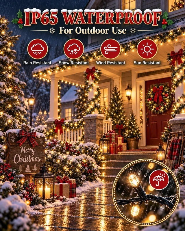 Alt view image 3 of 7 - OZS 2 Pack 240 LED Solar String Lights Outdoor Waterproof, Warm White