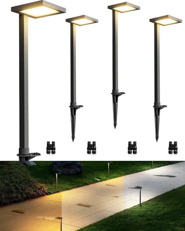 Main image of SUNVIE 3CCT Low Voltage Pathway Lights Wired Pathway Lights Outdoor 5W 3000K Anti Glare LED Low Voltage Landscape Lighting Waterproof Landscape Path Lights for Walkway Backyard Garden Patio, 4 Pack