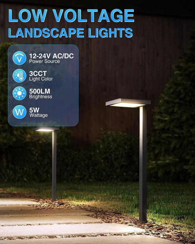 Alt view image 2 of 7 - SUNVIE 3CCT Low Voltage Pathway Lights Wired Pathway Lights Outdoor 5W 3000K Anti Glare LED Low Voltage Landscape Lighting Waterproof Landscape Path Lights for Walkway Backyard Garden Patio, 4 Pack