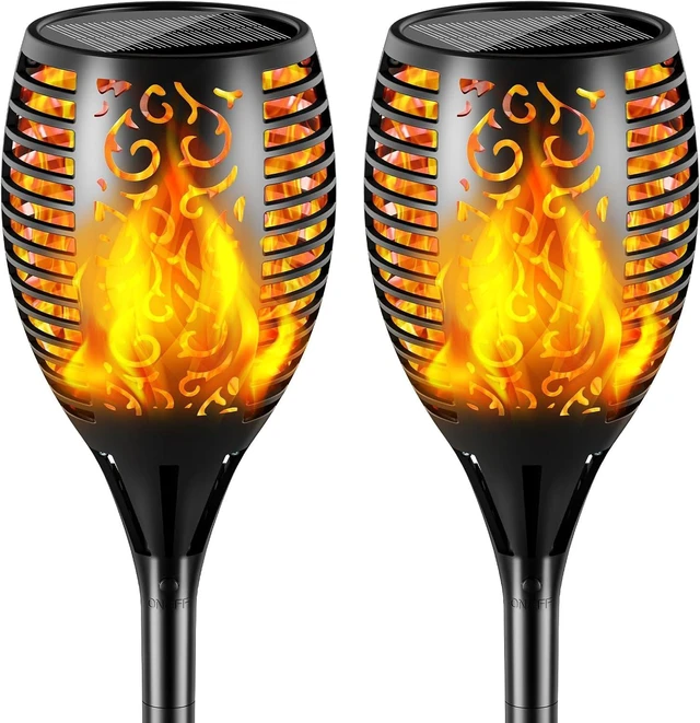 Main image of Solar Lights Outdoor 99 LED Higher & Larger Flickering Flame Solar Torch Lights 43" Waterproof Outdoor Lighting Solar Powered Pathway Lights Christmas Decorations for Garden Patio Yard, 2Pack