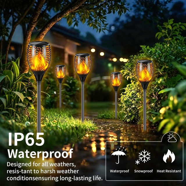 Alt view image 5 of 7 - Solar Lights Outdoor 99 LED Higher & Larger Flickering Flame Solar Torch Lights 43" Waterproof Outdoor Lighting Solar Powered Pathway Lights Christmas Decorations for Garden Patio Yard, 2Pack