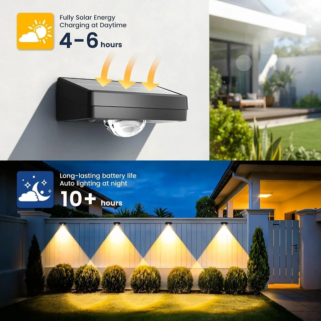 Alt view image 5 of 7 - Solar Fence Lights Outdoor Waterproof, Fence Lights Solar Powered 16 Pack