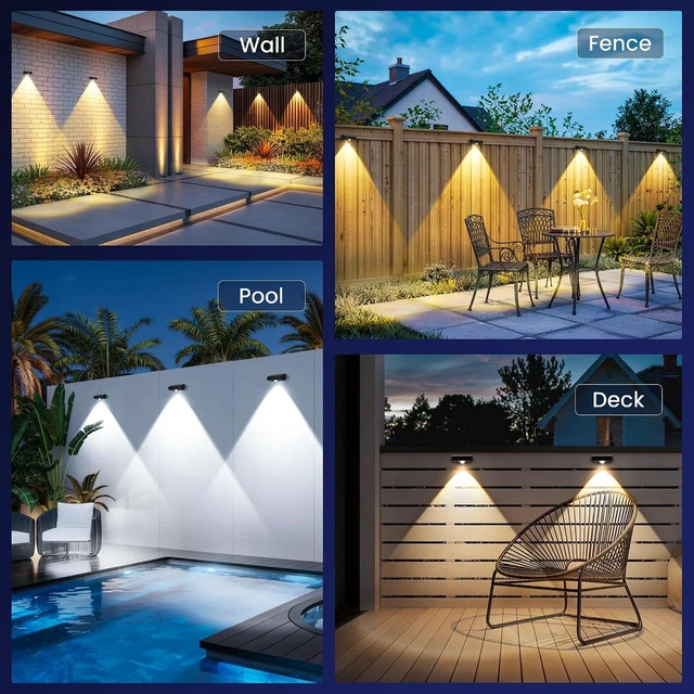Alt view image 7 of 7 - Solar Fence Lights Outdoor Waterproof, Fence Lights Solar Powered 16 Pack