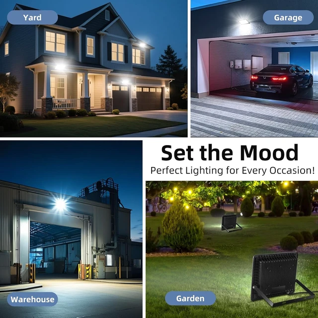 Alt view image 6 of 7 - 50W Flood Lights Outdoor,8000LM Bright LED Work Light,IP66 Waterproof Outdoor Lights with Switch and 6.5FT Plug,6500K Daylight White Outside Lights for YardGarage,Garden,Stadium(2 Pack)