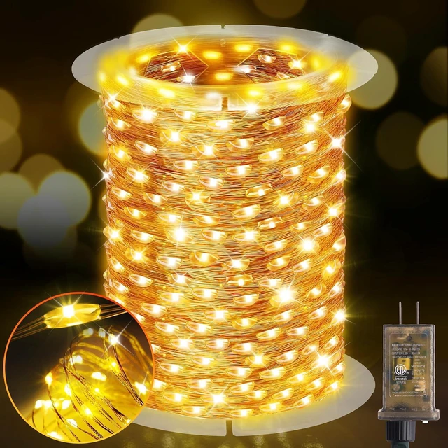 Main image of KNONEW 203FT 600LED Outdoor Fairy Lights Plug in Warm White Christmas Decor