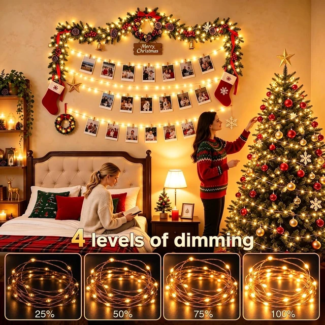 Alt view image 3 of 7 - KNONEW 203FT 600LED Outdoor Fairy Lights Plug in Warm White Christmas Decor