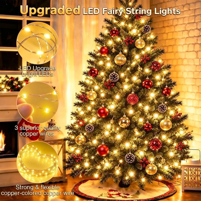 Alt view image 7 of 7 - KNONEW 203FT 600LED Outdoor Fairy Lights Plug in Warm White Christmas Decor