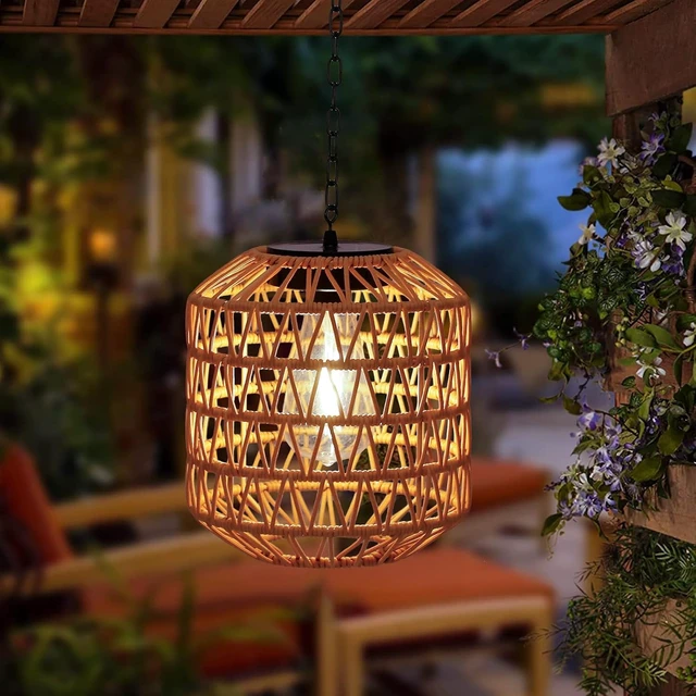 Alt view image 2 of 7 - Livinlarge Solar Pendant Lights Outdoor,Hanging Lanterns with Edison Bulb