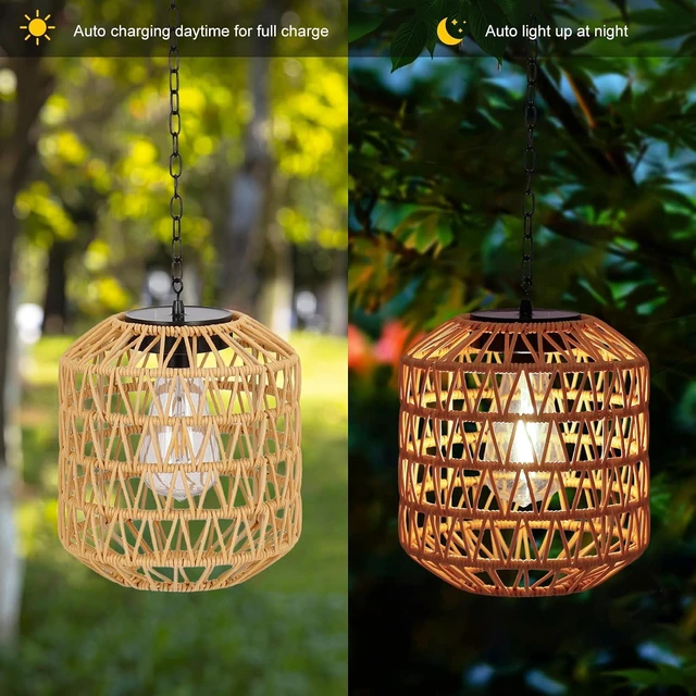 Alt view image 6 of 7 - Livinlarge Solar Pendant Lights Outdoor,Hanging Lanterns with Edison Bulb