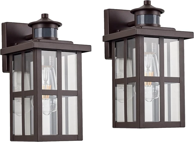 Main image of MICSIU Bronze Motion Sensor Outdoor Wall Light 2 Pack, 11.75" Farmhouse