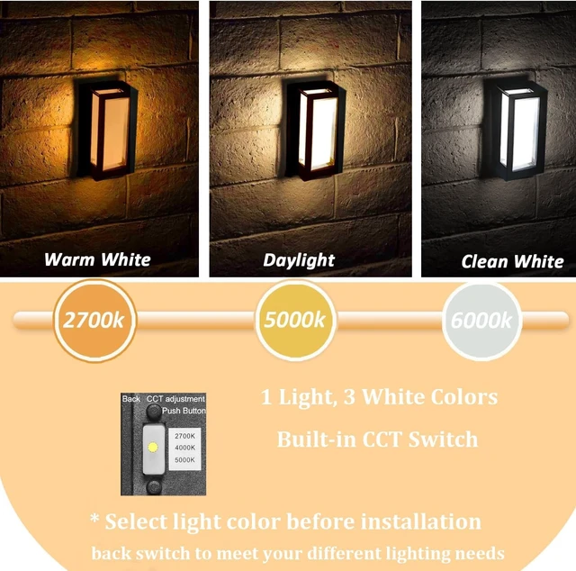 Alt view image 2 of 7 - rosykite Outdoor Wall Sconce Lights, Square LED Porch Lights Outdoor 18W 3000K 4000K 5000K 3 Color Changeable,Exterior Outside Wall Lights for House Doorway,Carriage