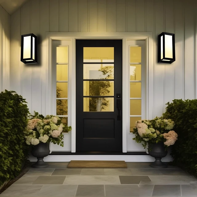 Alt view image 6 of 7 - rosykite Outdoor Wall Sconce Lights, Square LED Porch Lights Outdoor 18W 3000K 4000K 5000K 3 Color Changeable,Exterior Outside Wall Lights for House Doorway,Carriage