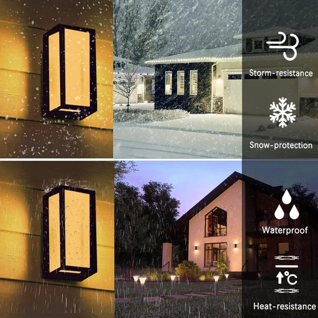 Alt view image 3 of 7 - rosykite Outdoor Wall Sconce Lights, Square LED Porch Lights Outdoor 18W 3000K 4000K 5000K 3 Color Changeable,Exterior Outside Wall Lights for House Doorway,Carriage