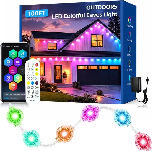 Main image of Permanent Outdoor Lights 100FT DIY RGB+IC Smart Outdoor led Lights
