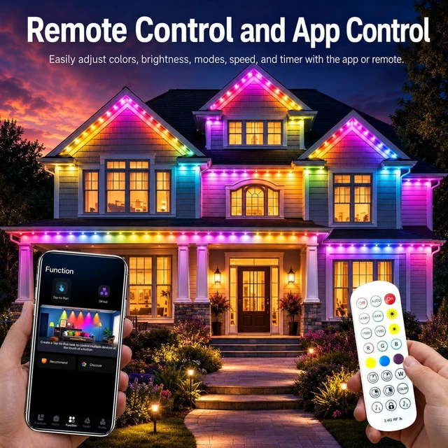 Alt view image 4 of 7 - Permanent Outdoor Lights 100FT DIY RGB+IC Smart Outdoor led Lights