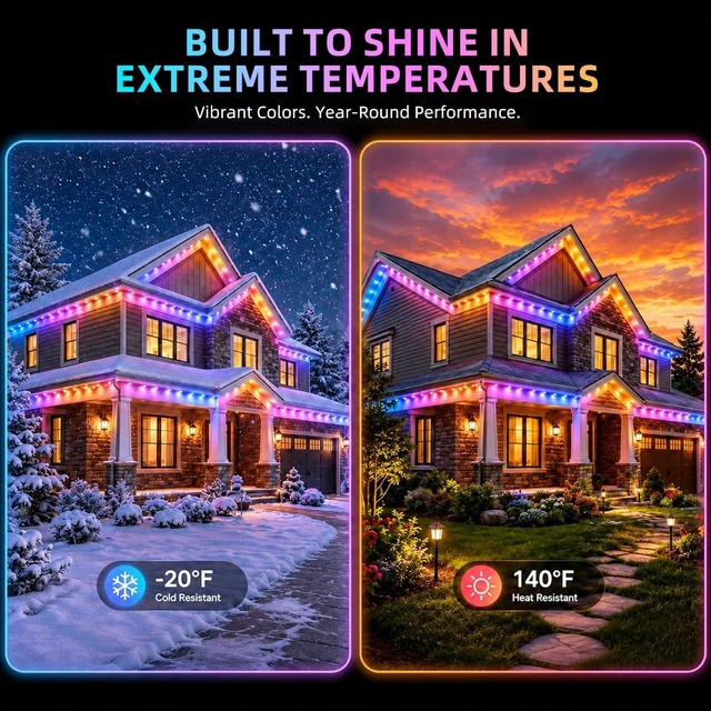 Alt view image 6 of 7 - Permanent Outdoor Lights 100FT DIY RGB+IC Smart Outdoor led Lights