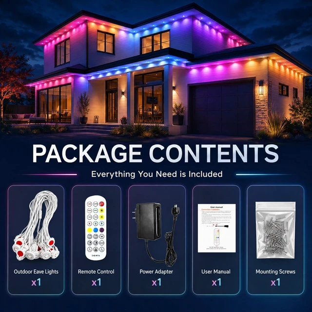 Alt view image 7 of 7 - Permanent Outdoor Lights 100FT DIY RGB+IC Smart Outdoor led Lights