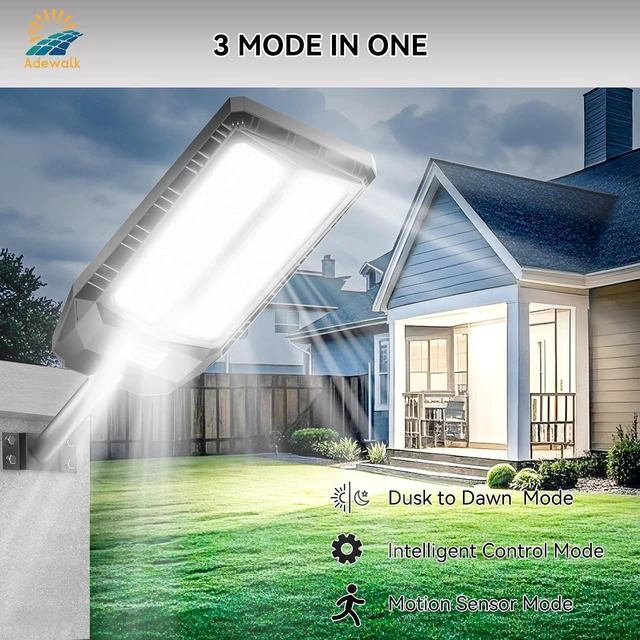 Alt view image 5 of 7 - Adewalk 6000W Solar Street Light, 7000K Waterproof Outdoor Solar Lights