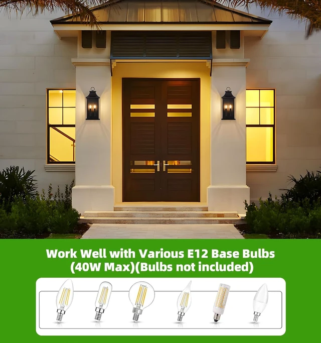 Alt view image 7 of 7 - Dusk to Dawn Outdoor Wall Lantern, Black Modern Exterior Lights,2 Pack 22''