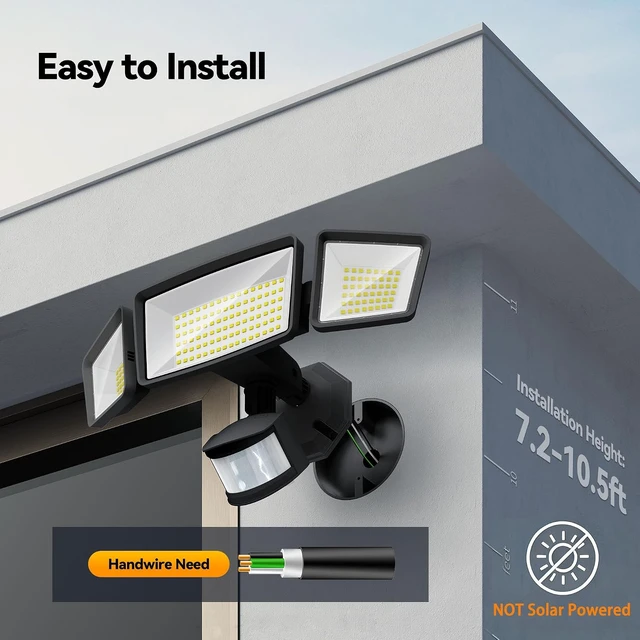 Alt view image 6 of 7 - TECKNET Flood Motion Sensor Outdoor Lights, 4200LM 150LEDS Lights Outdoor with 4 Modes, IP66 Waterproof, Ideal for Garage, Patio, Yard