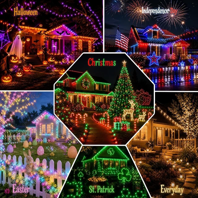 Alt view image 5 of 7 - Dazzle Bright Smart Christmas String Lights, 98FT 300 LED RGB Color Changing String Lights with Remote & App Controlled, Halloween Decorations for Indoor Outdoor Holiday Xmas Tree Party Decor