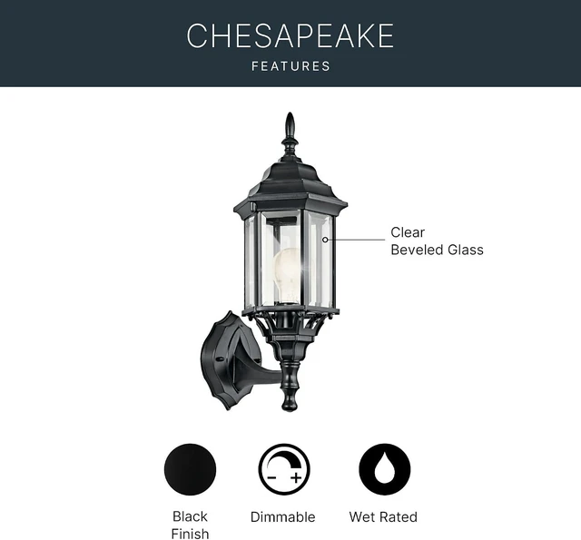 Alt view image 4 of 7 - Kichler Chesapeake Outdoor Wall Sconce Light, Black