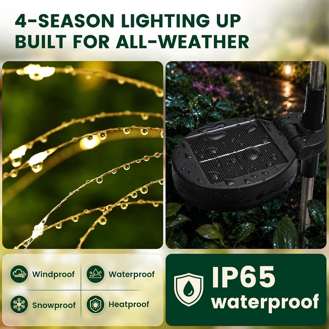 Alt view image 7 of 7 - SOLPEX Solar Garden Lights Outdoor, 4 Pack Firework Lights, Warm White