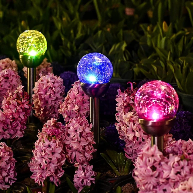 Main image of GIGALUMI Solar Outdoor, Cracked Glass Ball Solar Garden Lights, Color Changing Lights Outdoor,Garden LED for Path, Patio, Yard, 3 Pack Pathway