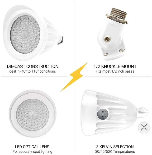 Alt view image 3 of 7 - NUWATT 25W White LED Bullet Spot Light for Outdoor Landscapes, 3CCT 30K-50K