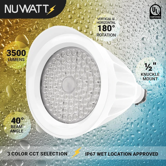 Alt view image 6 of 7 - NUWATT 25W White LED Bullet Spot Light for Outdoor Landscapes, 3CCT 30K-50K