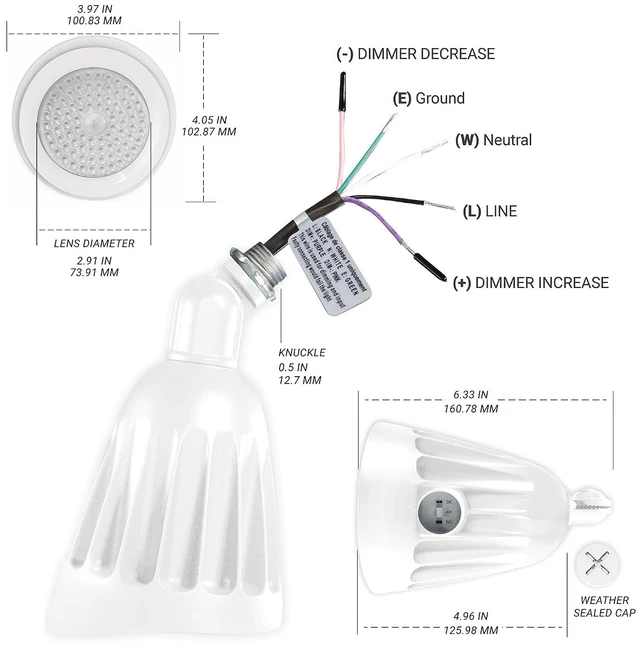Alt view image 7 of 7 - NUWATT 25W White LED Bullet Spot Light for Outdoor Landscapes, 3CCT 30K-50K