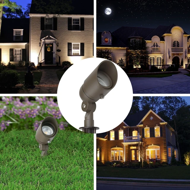 Alt view image 7 of 7 - Lumina Lighting® 4W Landscape Lighting 12V Landscape Lights Low Voltage Landscape Spotlights Warm White Waterproof Outdoor Replaceable LED Bulb for Garden, Lawn, Porch, Patio and Yard (Bronze, 2-Pack)
