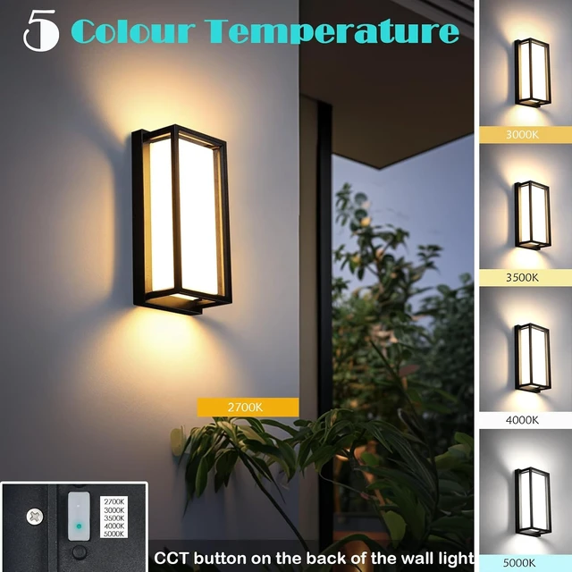Alt view image 2 of 7 - iYogaled 5CCT Outdoor Wall Sconce, 15W Dimmable Exterior Lighting fixtures