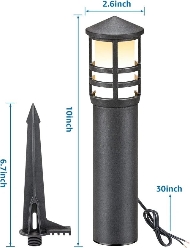 Alt view image 7 of 7 - SUNVIE 8-Pack 3W LED Low Voltage Bollard Landscape Pathway Lights, Black