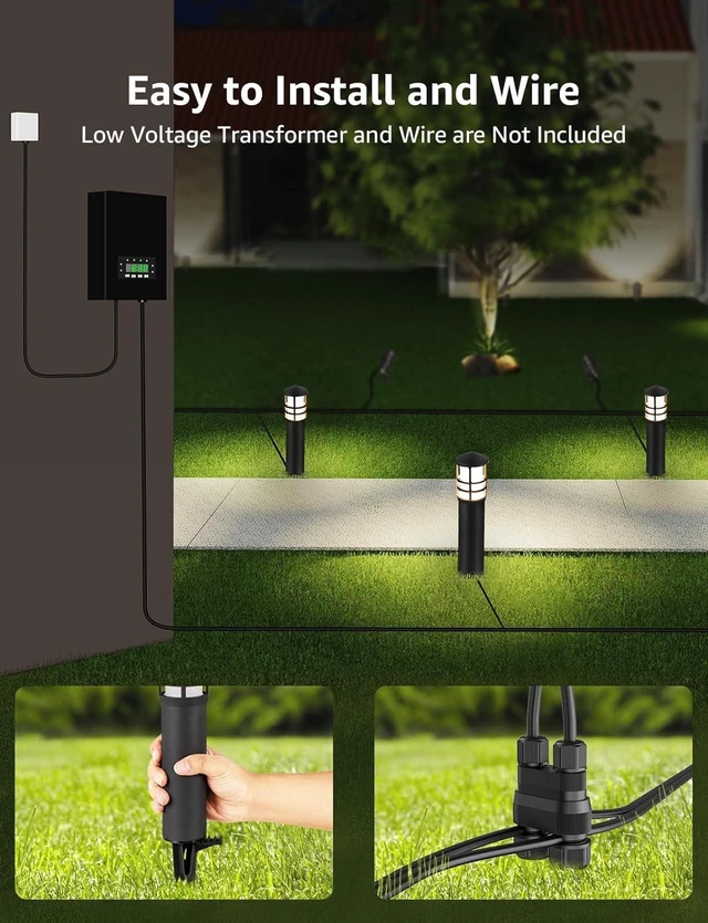 Alt view image 4 of 7 - SUNVIE 8-Pack 3W LED Low Voltage Bollard Landscape Pathway Lights, Black