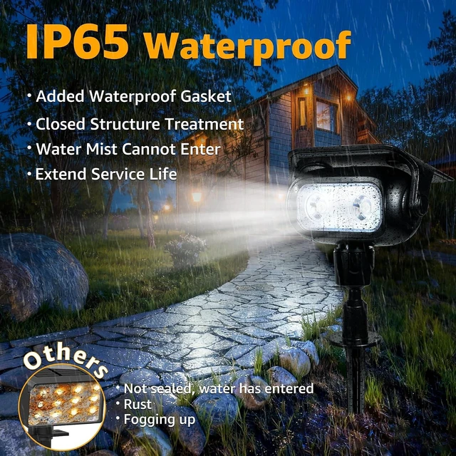 Alt view image 6 of 7 - Ollny Solar Spot Lights Outdoor Waterproof, Robot-Style 360° Rotatable Solar Powered Spotlights,Wireless Landscape Lighting with Ground Stakes, Wall Mount for Yard Garden Patio 4 Pack Cool White