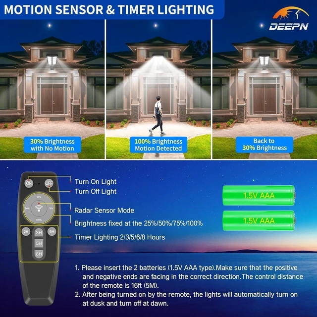 Alt view image 5 of 7 - Deepn Solar Lights Outdoor, 8000W Solar Street Lights Outdoor Motion Sensor