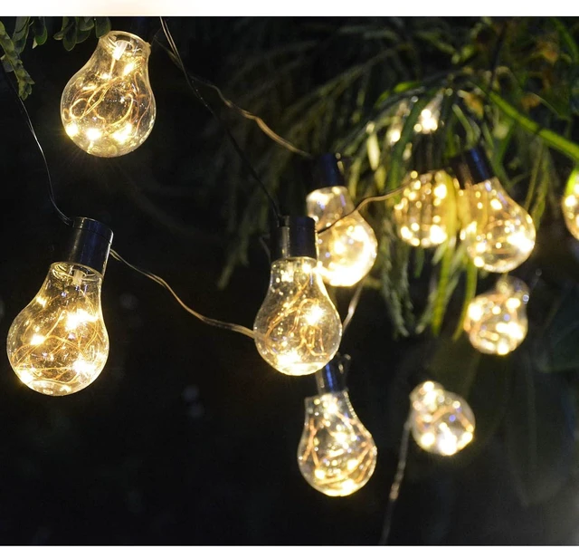 Alt view image 6 of 7 - 14ft Battery Operated 20 Hanging Bulb 100 LED String Lights, Vintage Commercial Battery Outdoor Lights for Indoor Outdoor Decorations Home, Bedroom, Patio, Balcony, Christmas Party (8 Modes)