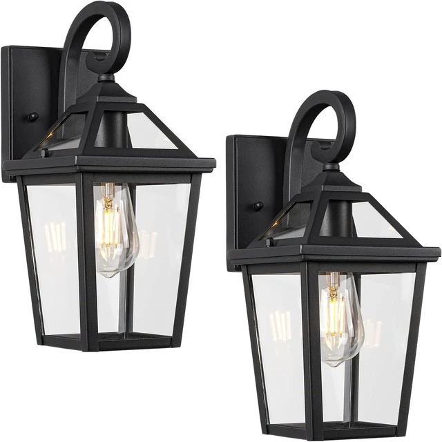 Main image of Colonial Outdoor Light Fixture, Exterior Light Sconces with Clear Glass for Front Porch, Waterproof Outdoor Wall Lantern in Black Finish for Home, 2PACK